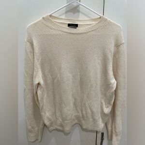 Massimo Dutti 100% Cotton Cream Crew Neck Sweater